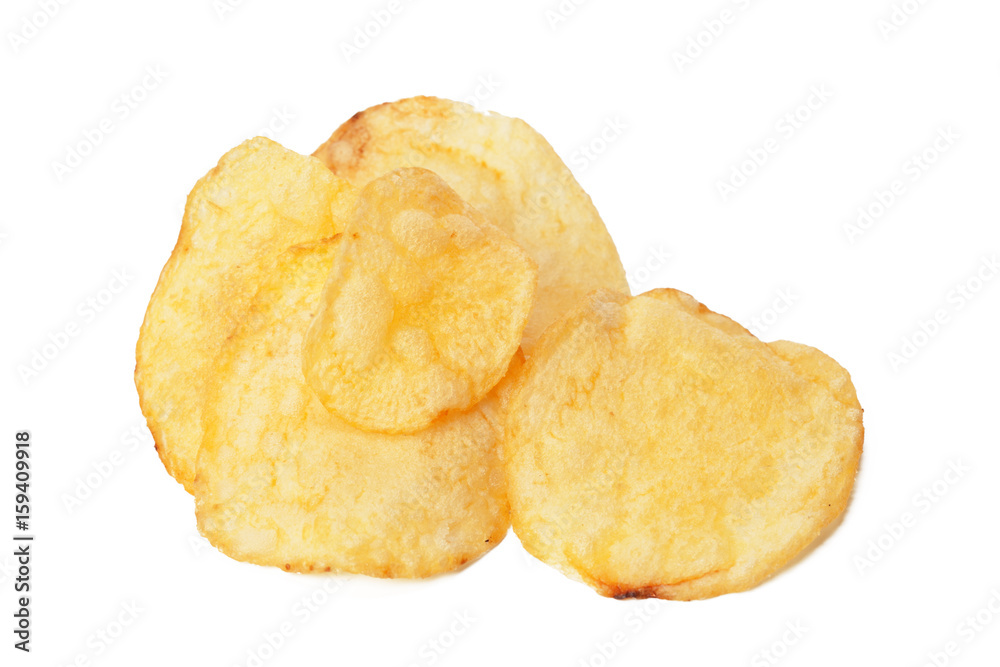 Potato chips isolated on white