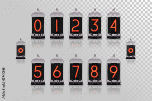 Vector numbers for vintage steampunk style lamp clock.