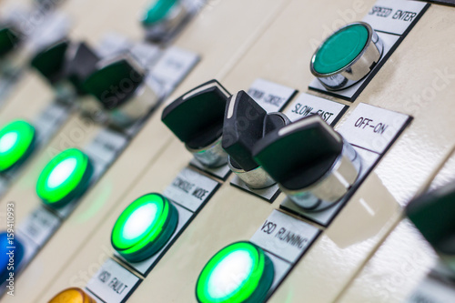 push button and display on control panel with electric light devices,selective focus
