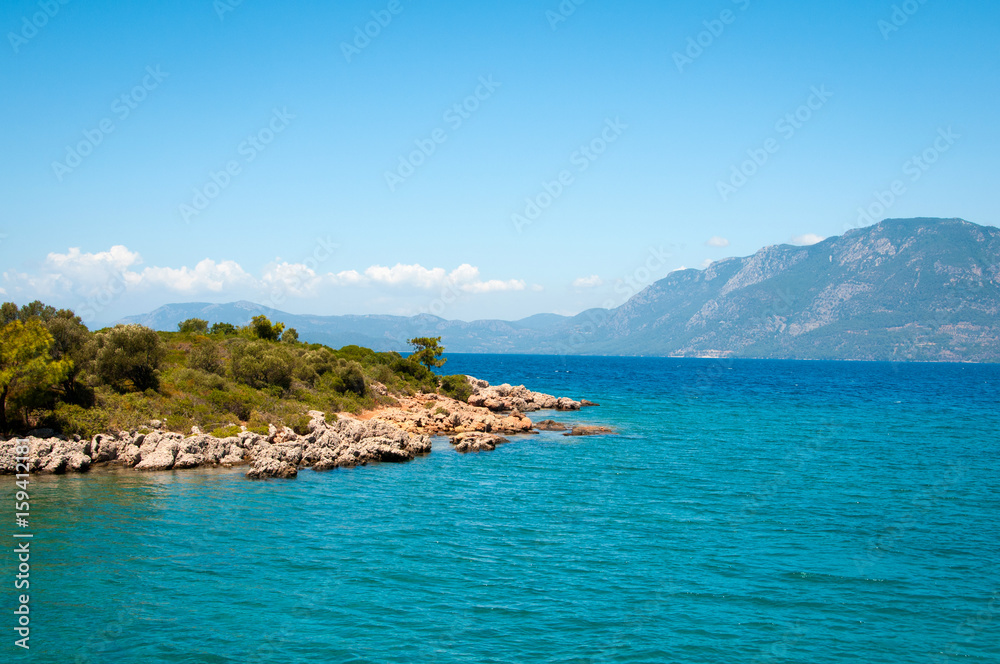 Landscape of the Mediterranean Sea. Mountains and the sea of Turkey. Landscape of the Mediterranean Sea. Mountains and the sea of Turkey.