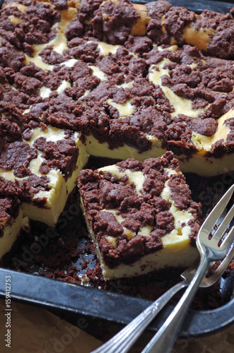 russischer Zupfkuchen (Schoko-Quark-Kuchen) vom Blech