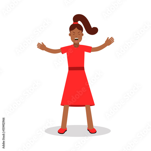 Furious and frustrated woman screaming with rage vector Illustration