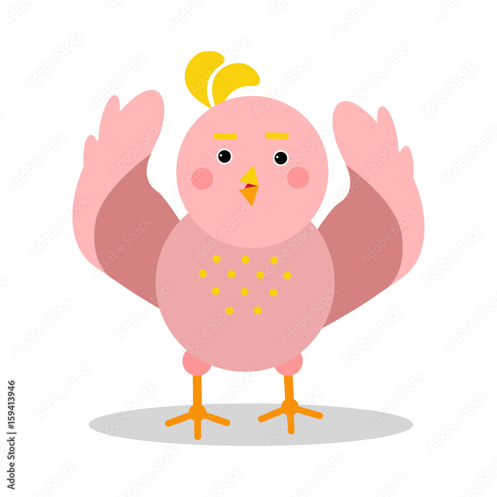Cute cartoon pink bird character in geometric shape vector Illustration Cute cartoon pink bird character in geometric shape vector Illustration
