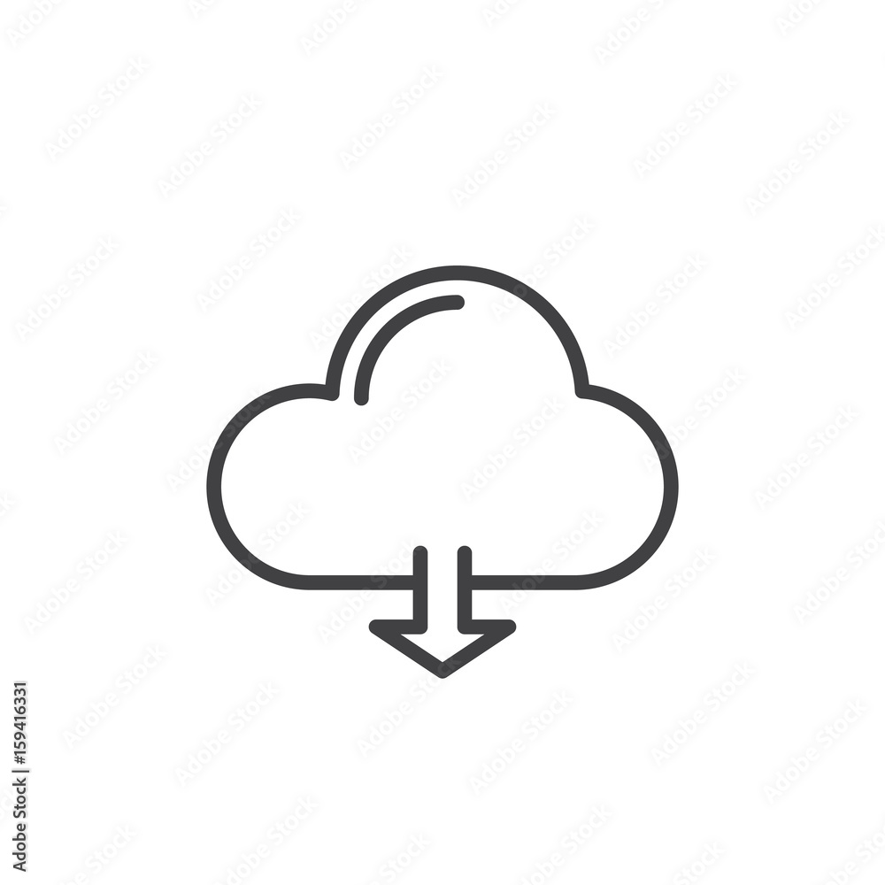 Cloud download line icon, outline vector sign, linear style pictogram isolated on white. Symbol, logo illustration. Editable stroke. Pixel perfect Cloud download line icon, outline vector sign, linear style pictogram isolated on white. Symbol, logo illustration. Editable stroke. Pixel perfect