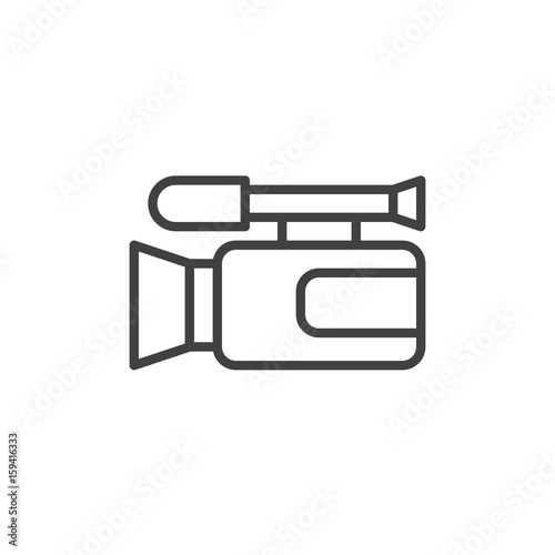 Video camera line icon, outline vector sign, linear style pictogram isolated on white. Camcorder symbol, logo illustration. Editable stroke. Pixel perfect