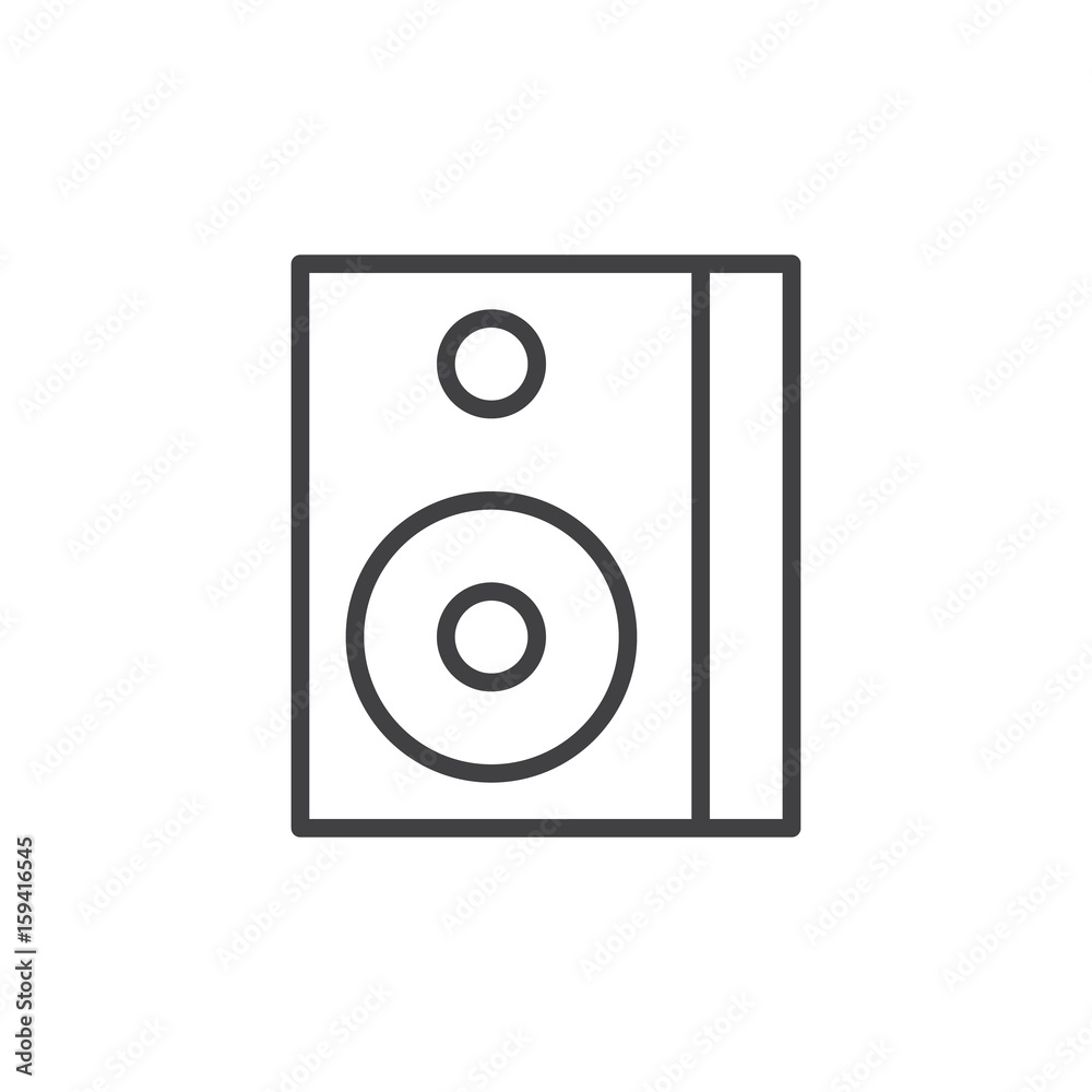 Sound speaker box line icon, outline vector sign, linear style pictogram isolated on white. Symbol, logo illustration. Editable stroke. Pixel perfect Sound speaker box line icon, outline vector sign, linear style pictogram isolated on white. Symbol, logo illustration. Editable stroke. Pixel perfect
