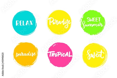 Set of summer colorful universal use circles.
