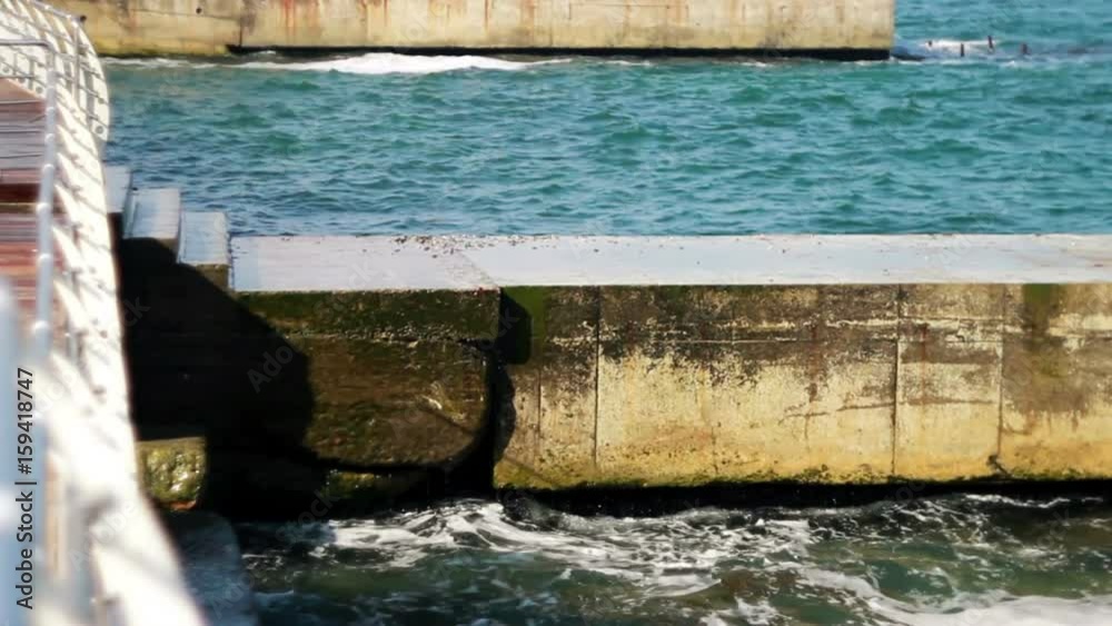 Sea Wave washed concrete pier, Stone Barrier Sea Wave washed concrete pier, Stone Barrier