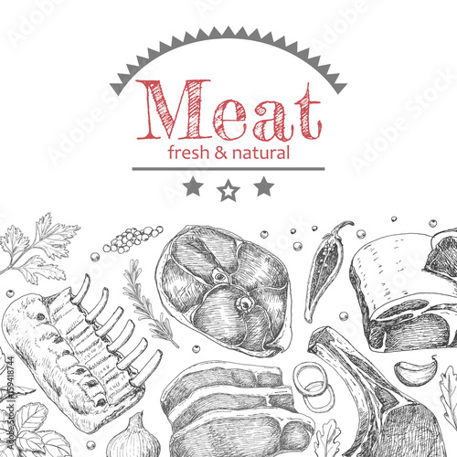 Background with different meat products