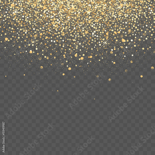 Vector gold glitter background. Star dust sparks transparent background