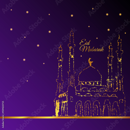 Illustration of Eid mubarak and Aid said greeting moubarak and mabrok for Muslim Community festival golden design eps 10