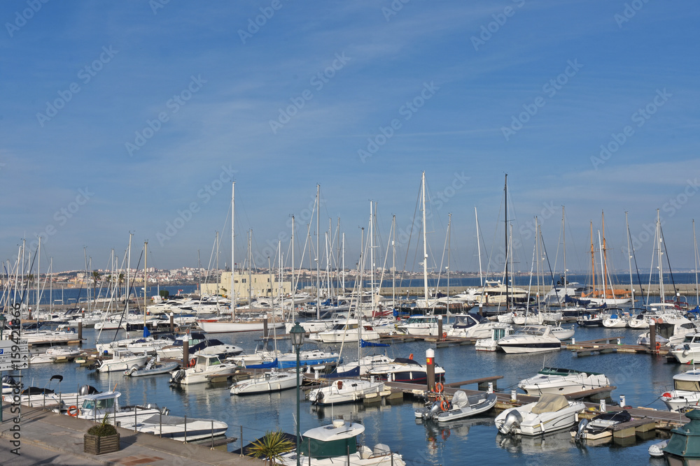 Harbor in the coastal town of Cascais in Portugal,