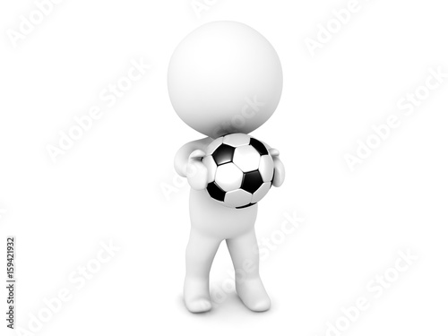 Fototapeta Naklejka Na Ścianę i Meble -  3D Character holding a soccer football in his hands