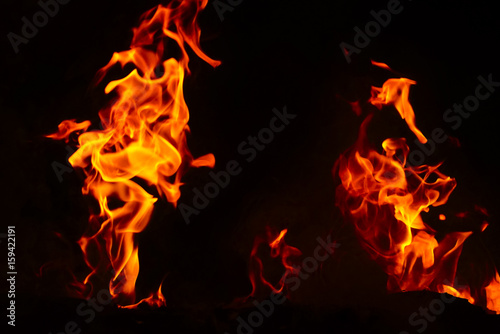 Fire Texture With Motion Blur Effect Over Black Background