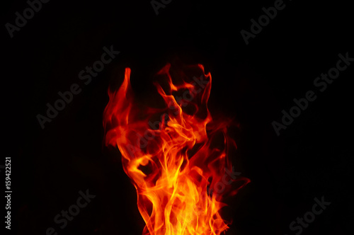 Fire Texture With Motion Blur Effect Over Black Background © noorhaswan
