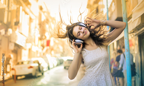 Girl enjoying and listening some music