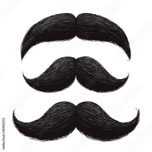 Funny retro hair mustaches vector set