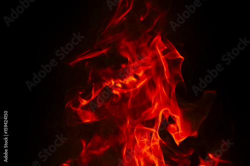 Fire Texture With Motion Blur Effect Over Black Background