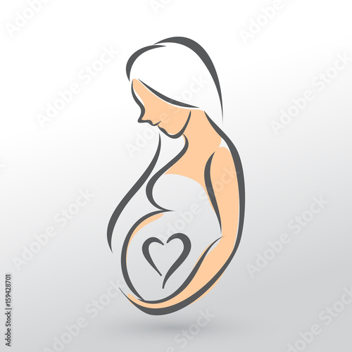 Simple Illustration of Pregnant Woman : Vector Illustration