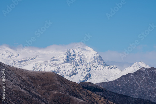 Fototapeta Naklejka Na Ścianę i Meble -  Snowy peak of the rosa mount