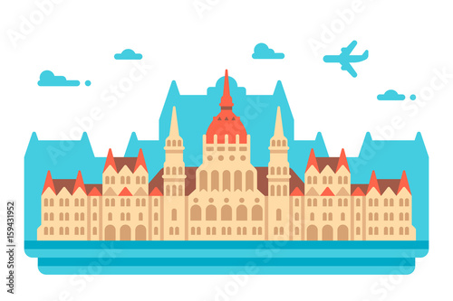 Flat design Budapest Parliament