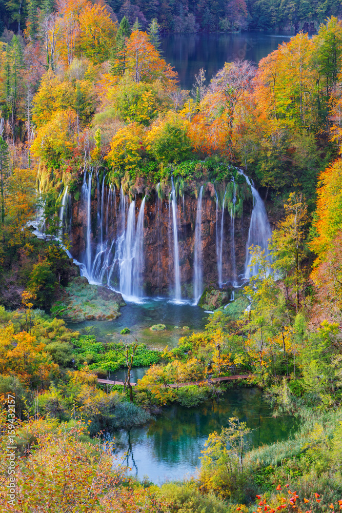 Plitvice lakes with beautiful colors and magnificent views of the waterfalls