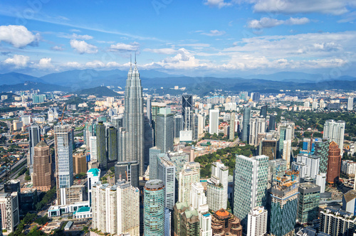 Aerial view of Kuala Lumpur skyline, Malaysia, Asia business travell concept