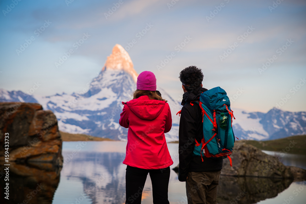 Couple admiring the Alps, Matterhorn Peak, June 2017