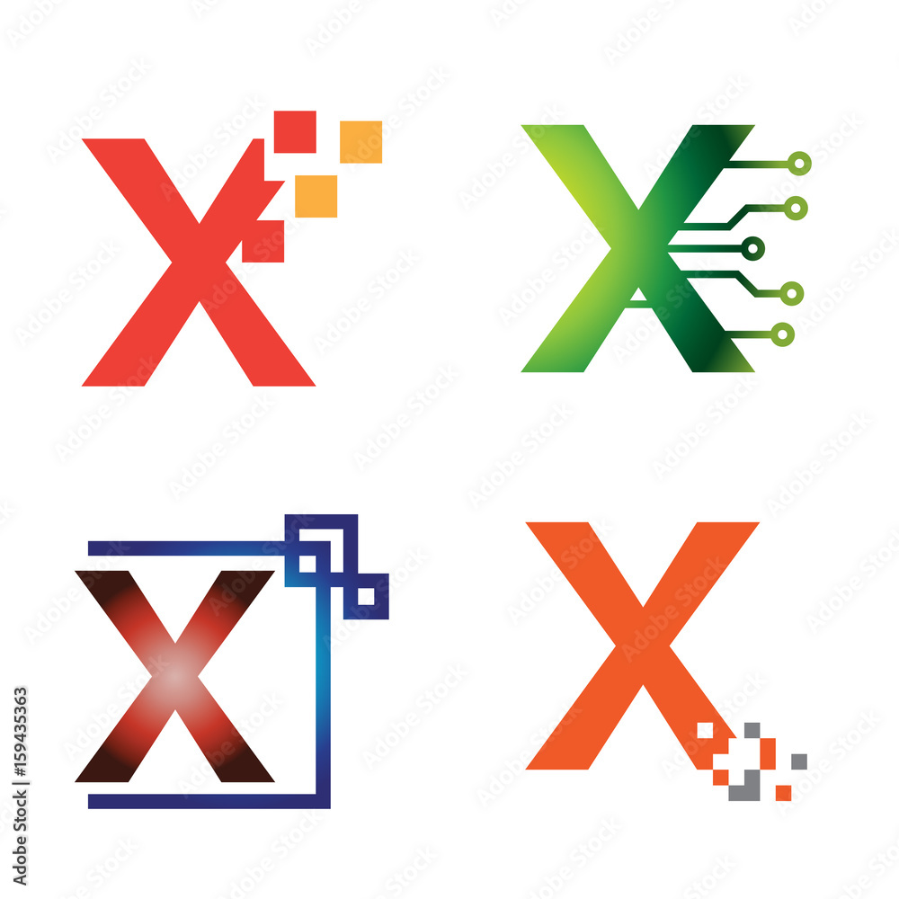 X Initial Letter Technology Logo Symbol Collection X Initial Letter Technology Logo Symbol Collection