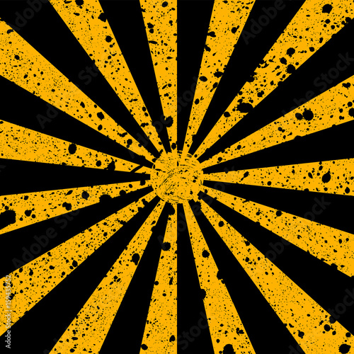 Scratched grunge background in form of sun rays. Vector illustration