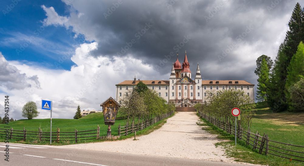 View of the Engelsburg (Castle of the Angel), main tower called Novacella abbey (South Tyrol, Italy)