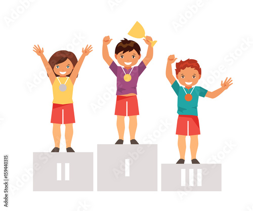 Children on the podium