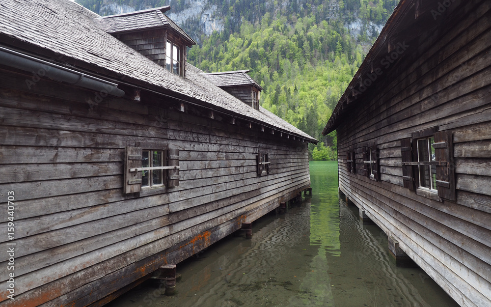 Bootshäuser am Königsee Bootshäuser am Königsee