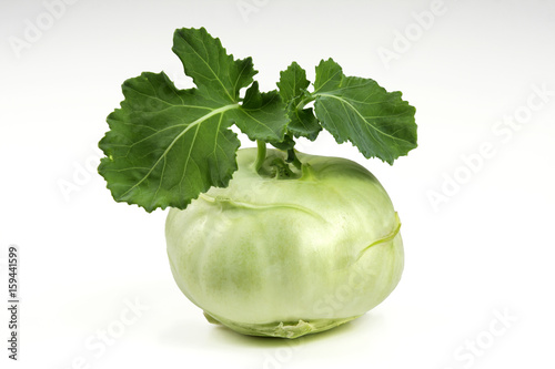 Fresh kohlrabi turnip isolated on white background photo