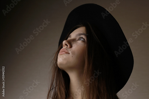 hipster girl in hat  studio