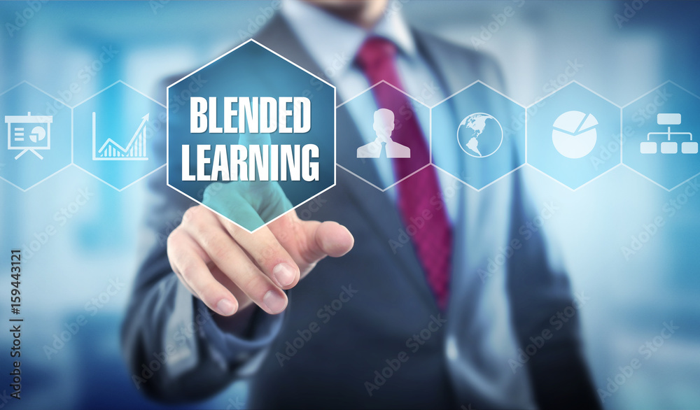 Blended Learning / Businessman - obrazy, fototapety, plakaty 