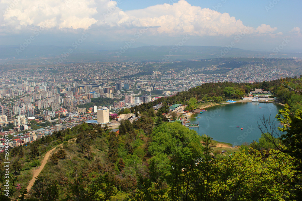 View of Turtle Lake and panorama of Tbilisi, Georgia