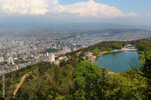 View of Turtle Lake and panorama of Tbilisi, Georgia