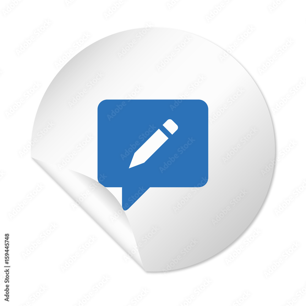 Runder Sticker - Sprechblase mit Stift blau Runder Sticker - Sprechblase mit Stift blau
