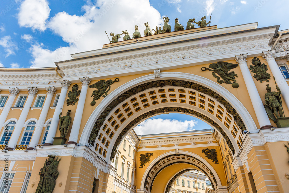The arch of Russian army general staff on Palace Square in St.Petersburg