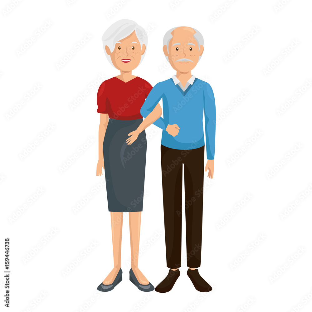 cartoon happy old couple icon over white background colorful design vector illustration cartoon happy old couple icon over white background colorful design vector illustration