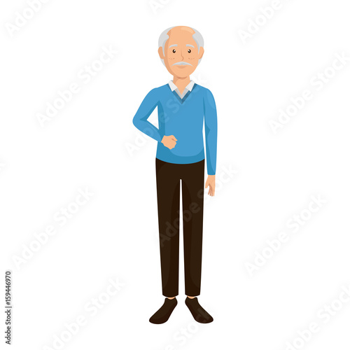cartoon old man icon over white background colorful design vector illustration