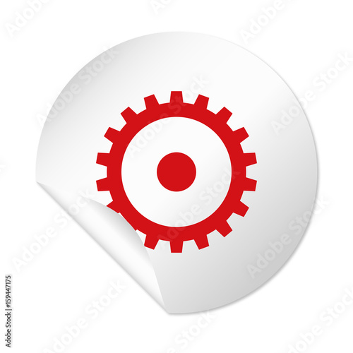 Runder Sticker - Zahnrad rot