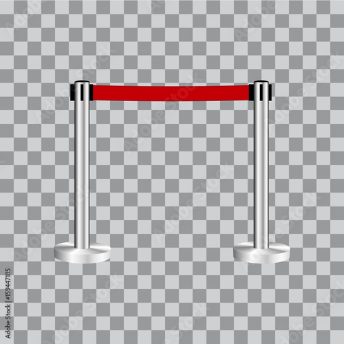 Stanchions barrier isolated on white, Red carpet fence, vector illustration