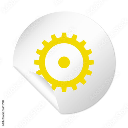 Runder Sticker - Zahnrad gelb