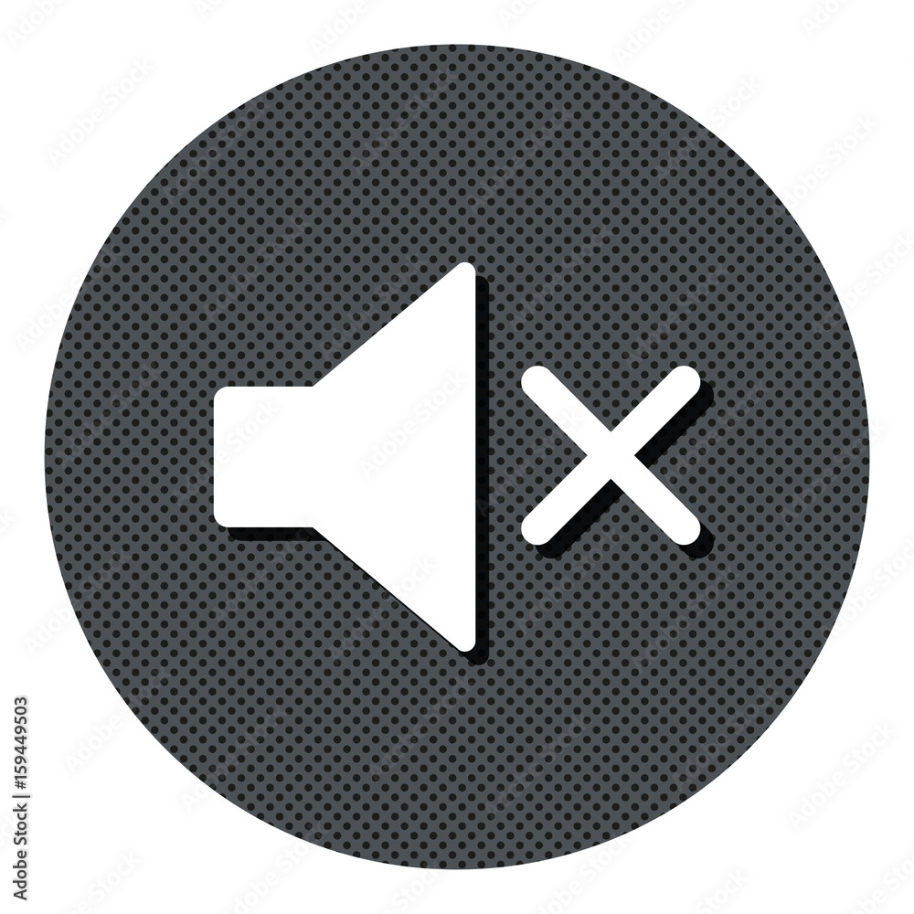 Audio lautlos - Gepunkteter Button mit Symbol und Schatten Audio lautlos - Gepunkteter Button mit Symbol und Schatten