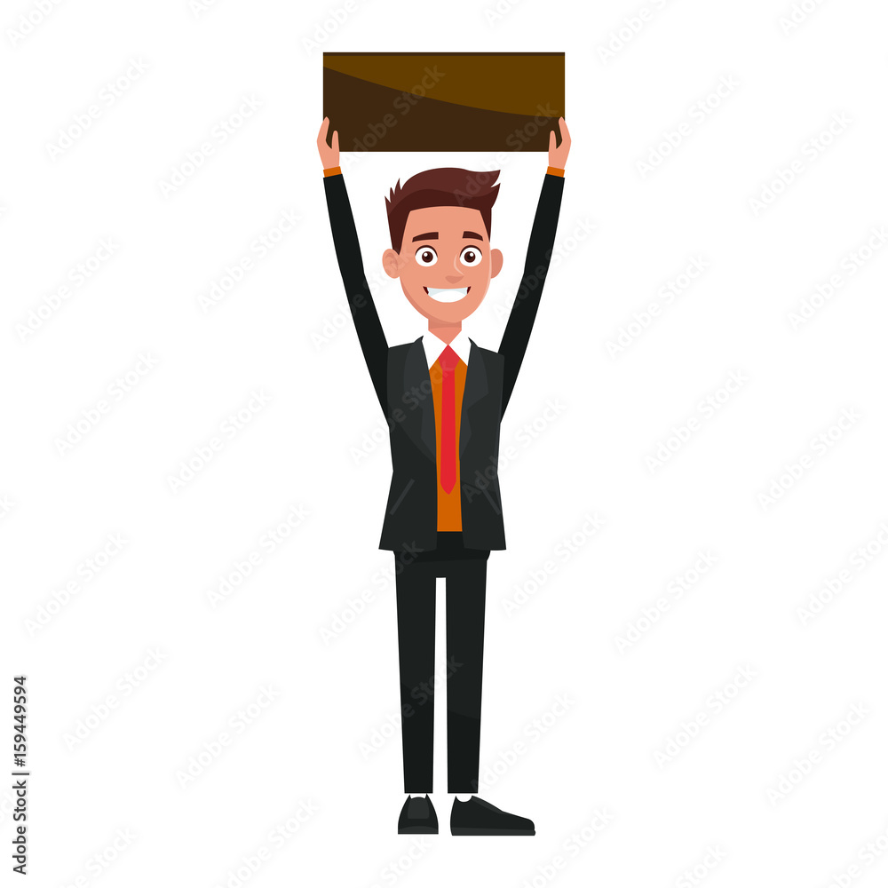 man character advertising elections holding up blank placard vector illustration