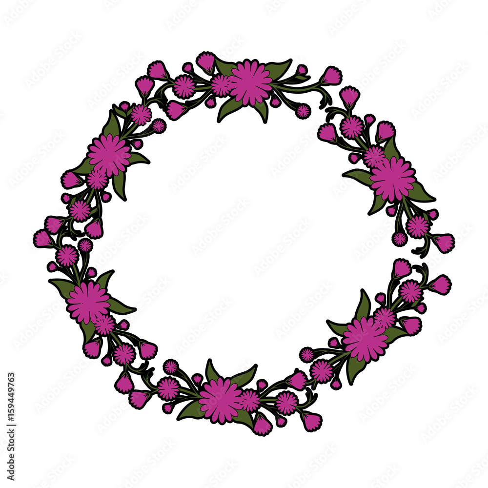 Round frame with flowers icon vector illustration graphic design