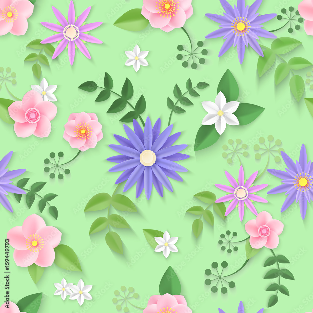 Vector flowers seamless pattern