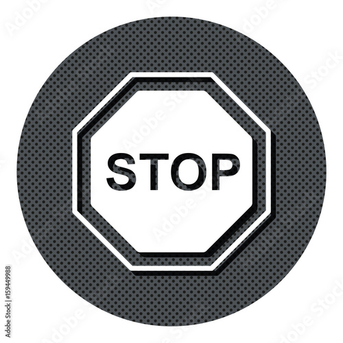 Stopp Schild - Anhalten - Gepunkteter Button mit Symbol und Schatten